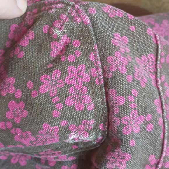 Aeropostale Brown & Pink Floral Y2K Canvas Multi-Pocket Messenger Bag Backpack - Picture 4 of 6